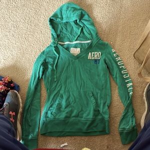 Aeropostale, size S, green, V neck hoodie
